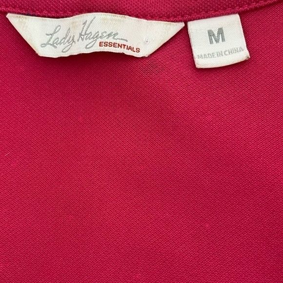 Lady Hagan Sz M Sleeveless Polo Top Magenta Polka Dot - Picture 5 of 6